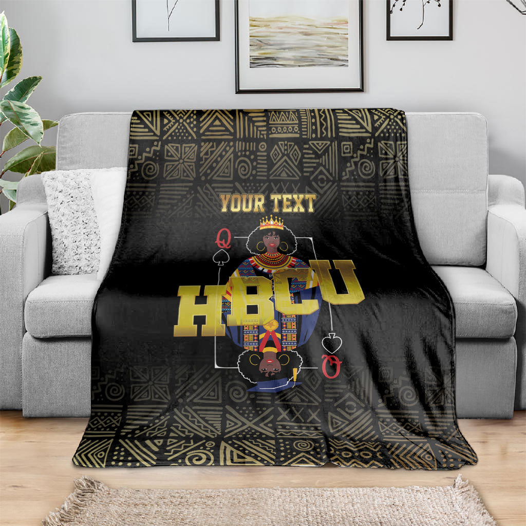 HBCU Grad Personalized Queen Poker Card Blanket Golden Pattern