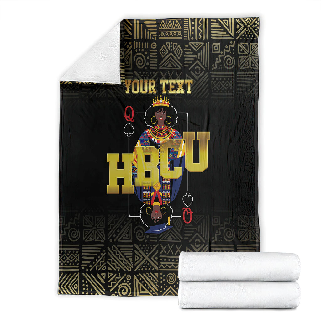 HBCU Grad Personalized Queen Poker Card Blanket Golden Pattern