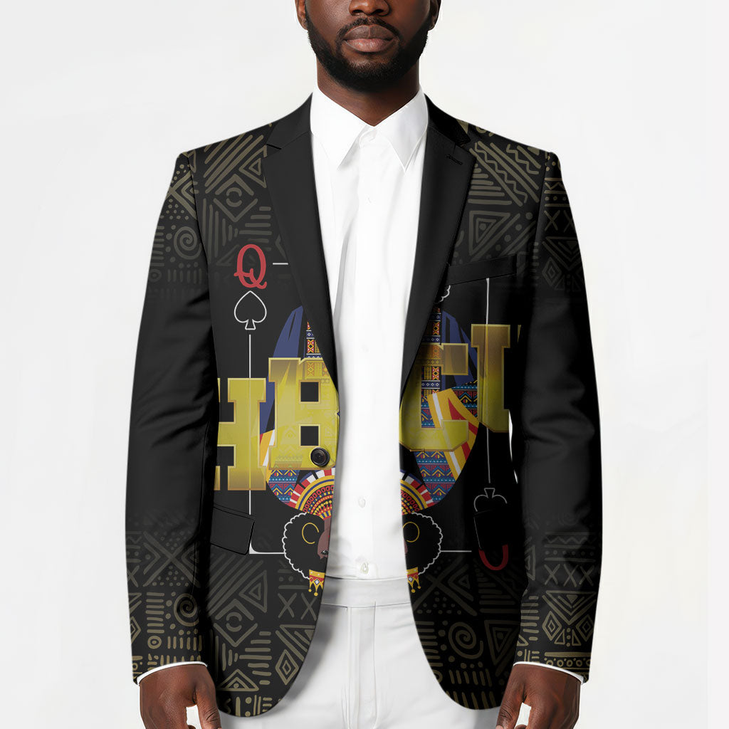 HBCU Grad Personalized Queen Poker Card Blazer Golden Pattern