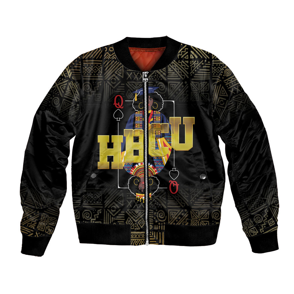 HBCU Grad Personalized Queen Poker Card Bomber Jacket Golden Pattern