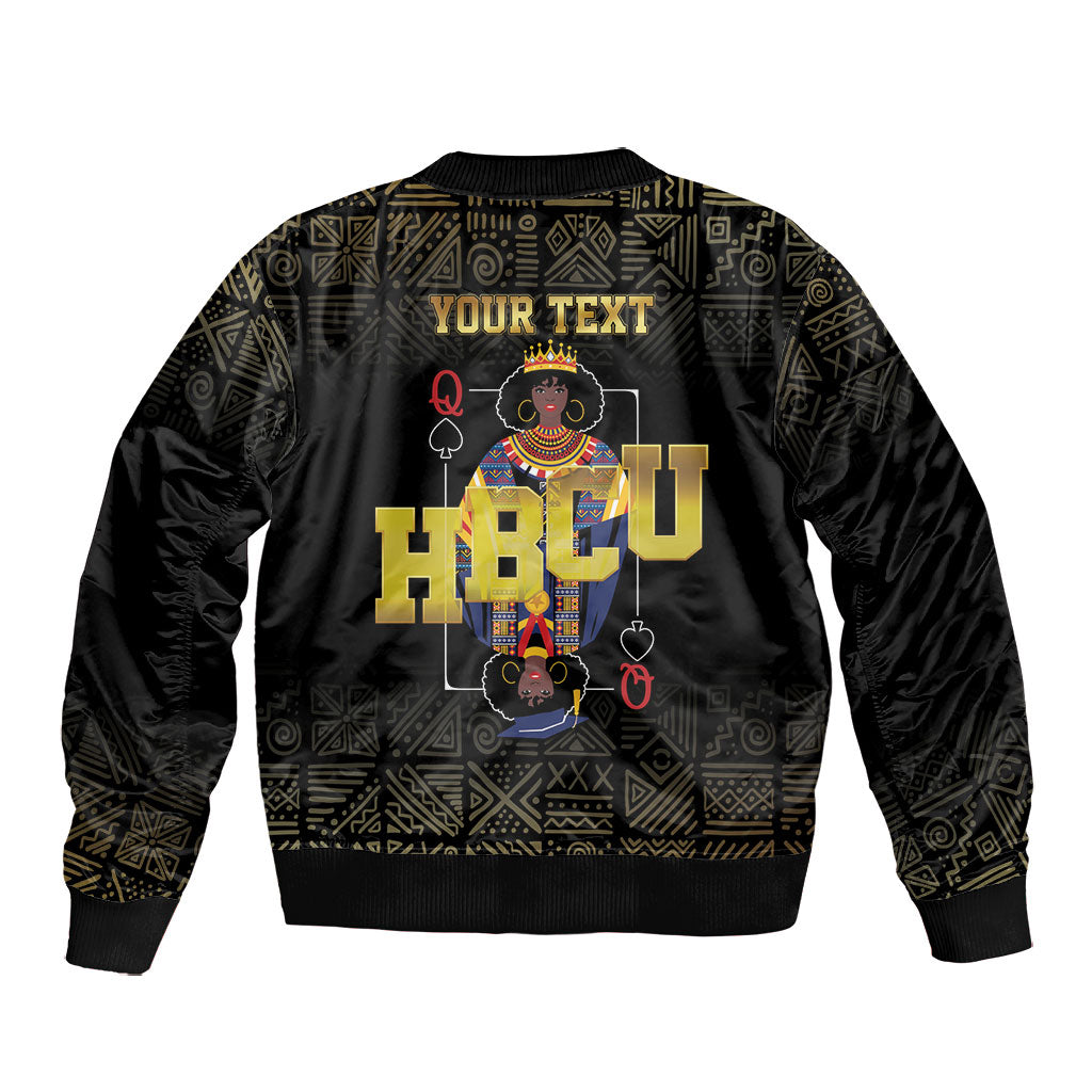 HBCU Grad Personalized Queen Poker Card Bomber Jacket Golden Pattern