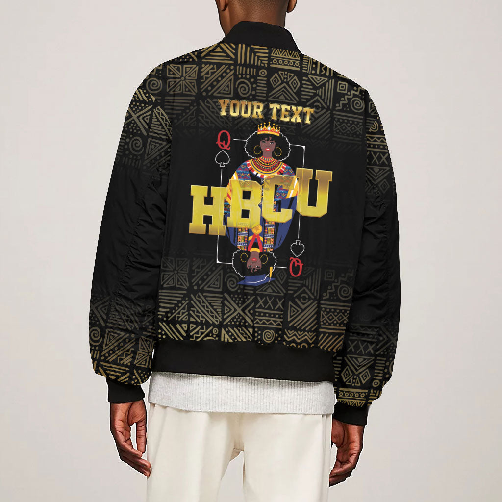 HBCU Grad Personalized Queen Poker Card Bomber Jacket Golden Pattern