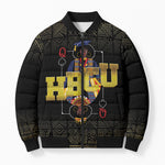 HBCU Grad Personalized Queen Poker Card Bomber Puffer Jacket Golden Pattern