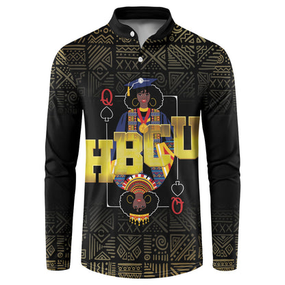 HBCU Grad Personalized Queen Poker Card Button Sweatshirt Golden Pattern