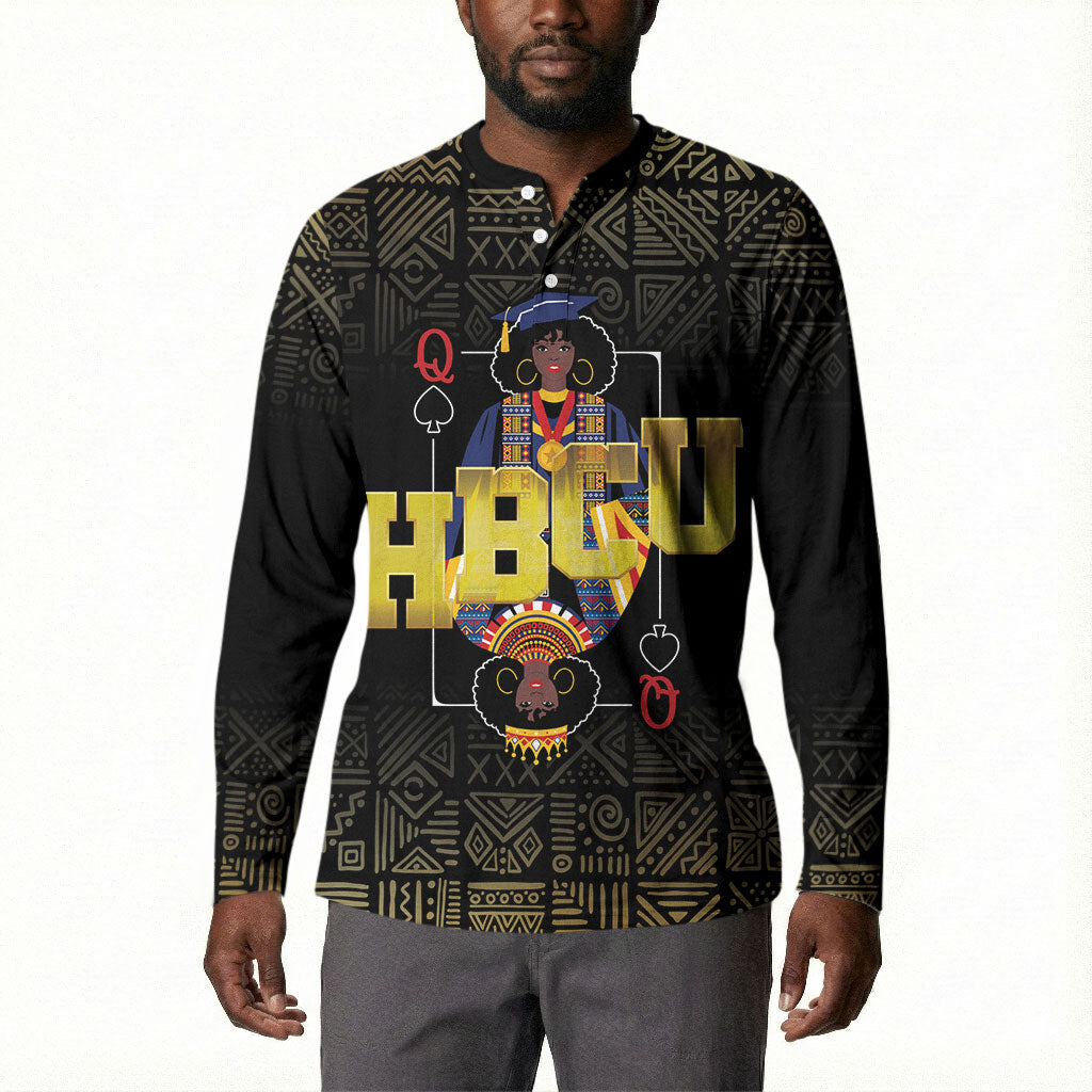 HBCU Grad Personalized Queen Poker Card Button Sweatshirt Golden Pattern