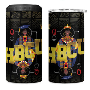 HBCU Grad Personalized Queen Poker Card 4 in 1 Can Cooler Tumbler Golden Pattern