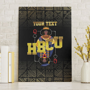 HBCU Grad Personalized Queen Poker Card Canvas Wall Art Golden Pattern