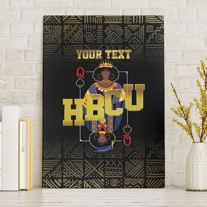 HBCU Grad Personalized Queen Poker Card Canvas Wall Art Golden Pattern