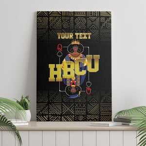 HBCU Grad Personalized Queen Poker Card Canvas Wall Art Golden Pattern