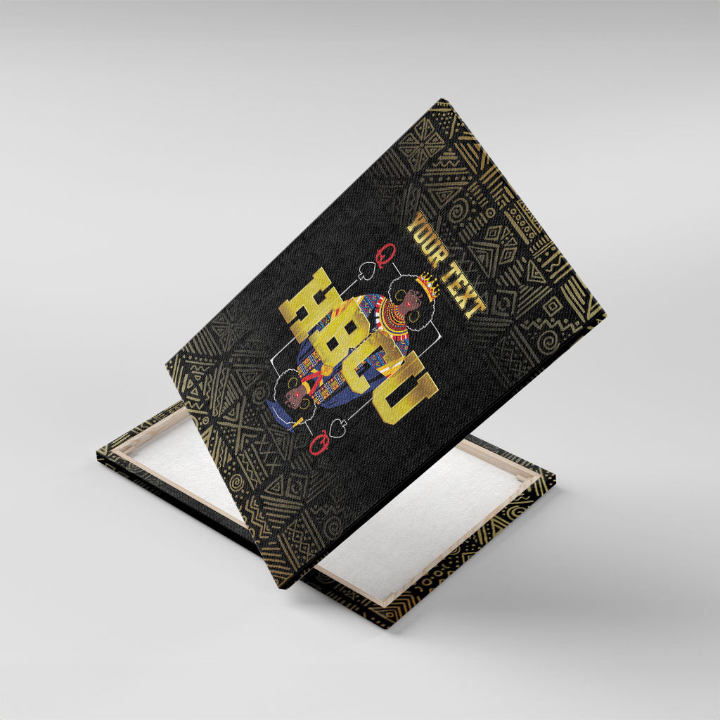 HBCU Grad Personalized Queen Poker Card Canvas Wall Art Golden Pattern