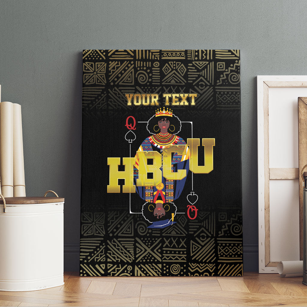 HBCU Grad Personalized Queen Poker Card Canvas Wall Art Golden Pattern