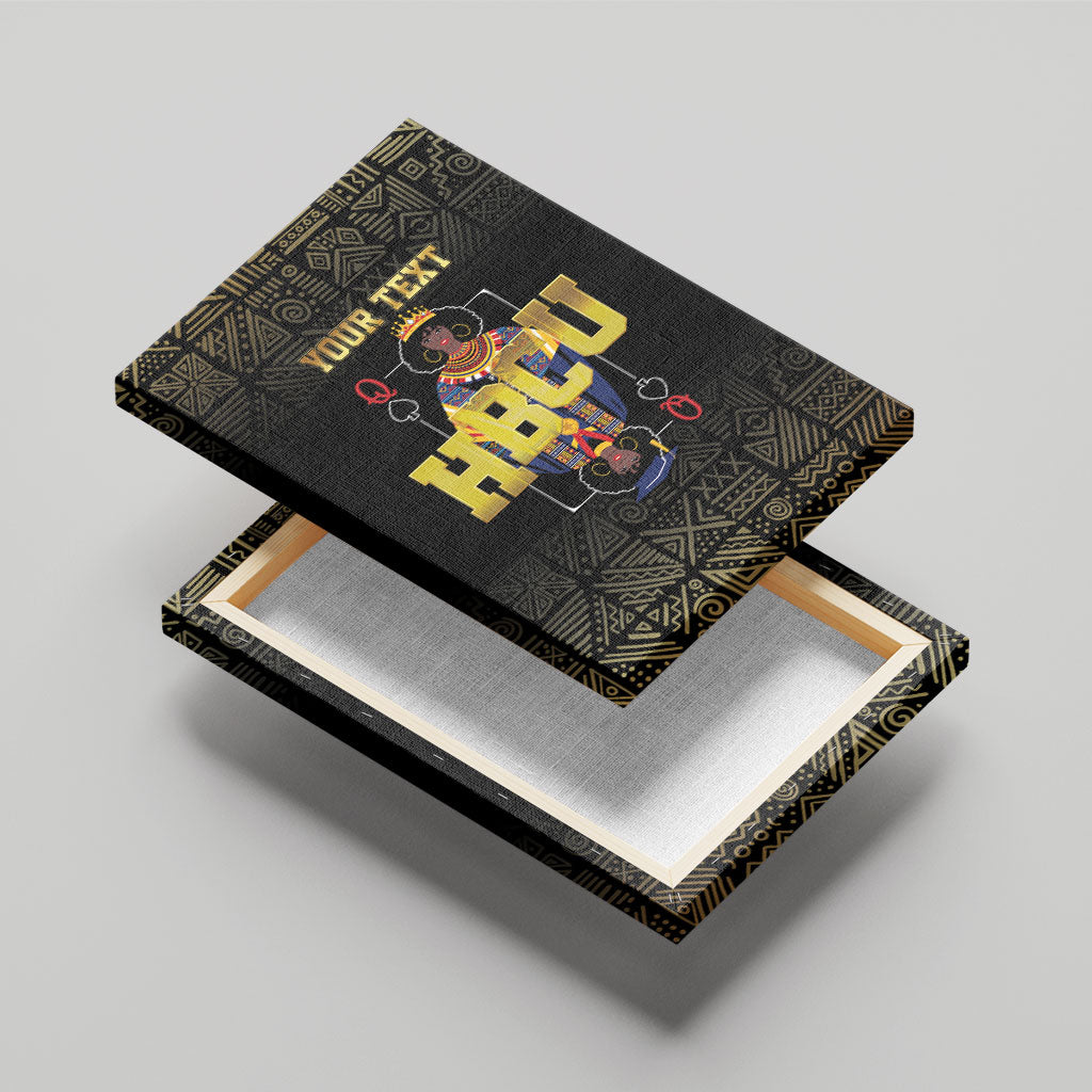 HBCU Grad Personalized Queen Poker Card Canvas Wall Art Golden Pattern