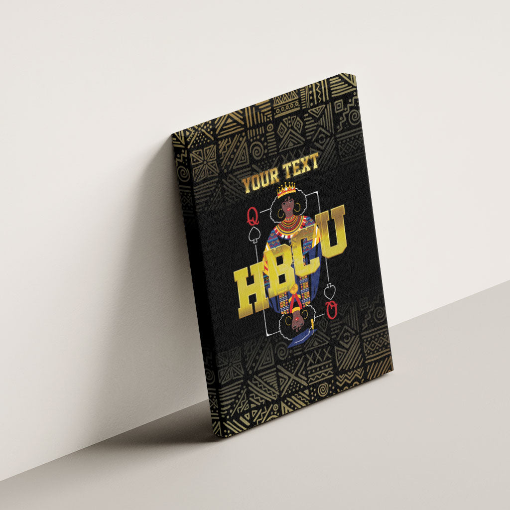 HBCU Grad Personalized Queen Poker Card Canvas Wall Art Golden Pattern