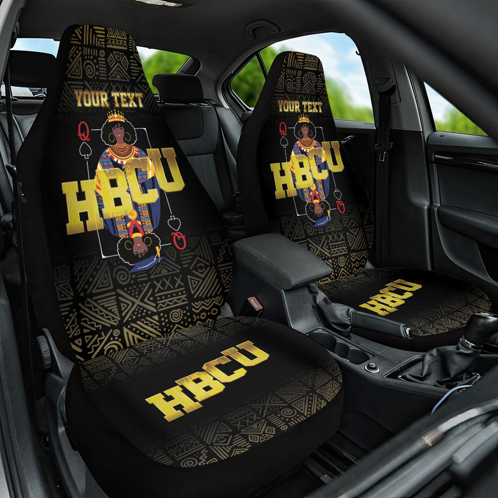 HBCU Grad Personalized Queen Poker Card Car Seat Cover Golden Pattern