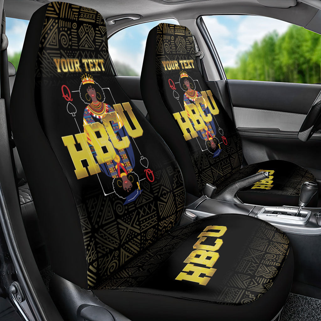 HBCU Grad Personalized Queen Poker Card Car Seat Cover Golden Pattern