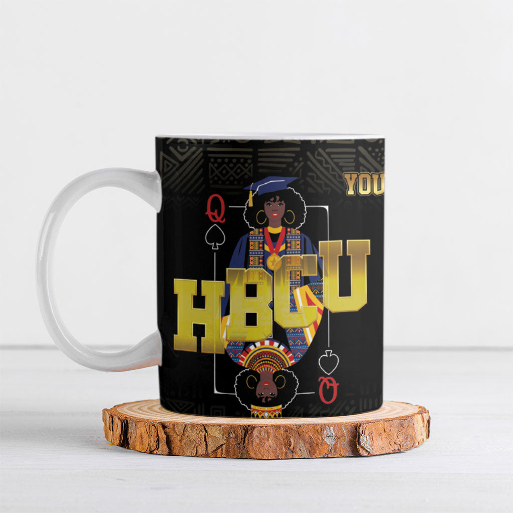 HBCU Grad Personalized Queen Poker Card Ceramic Mug Golden Pattern