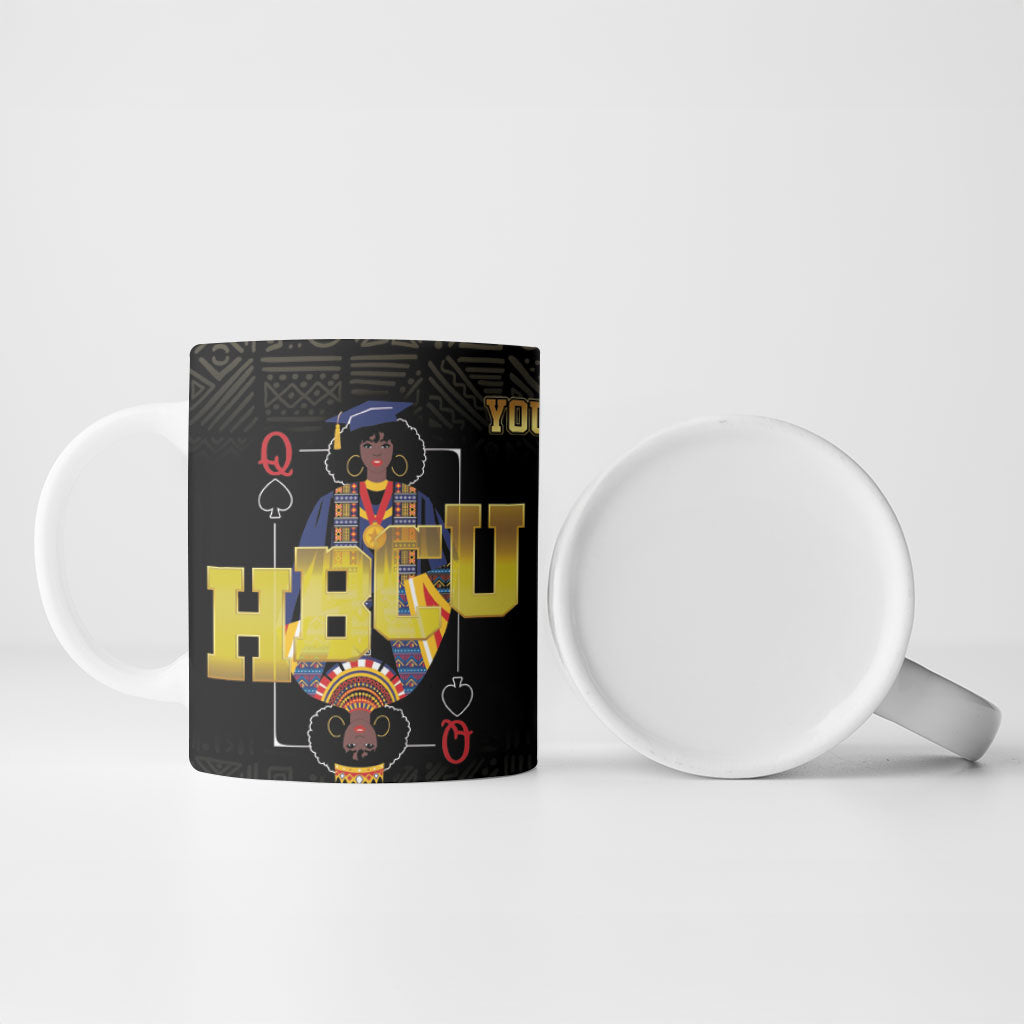 HBCU Grad Personalized Queen Poker Card Ceramic Mug Golden Pattern