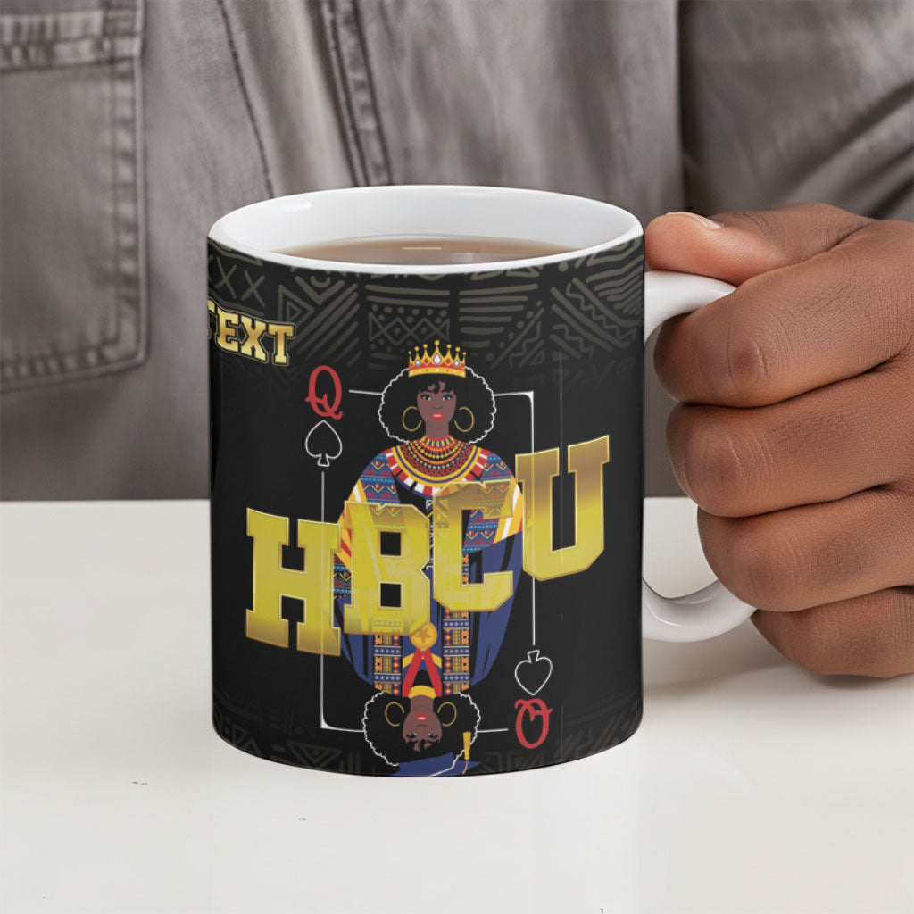 HBCU Grad Personalized Queen Poker Card Ceramic Mug Golden Pattern