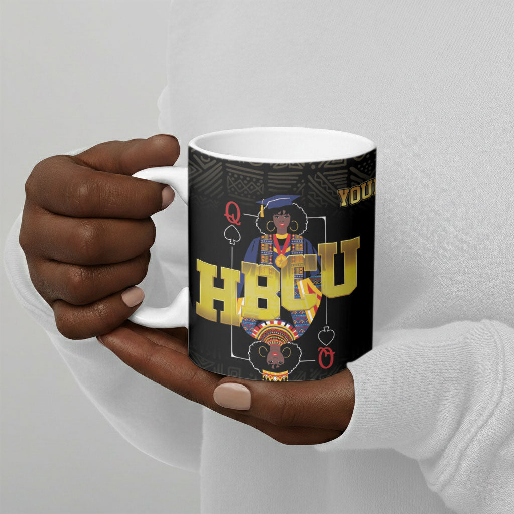 HBCU Grad Personalized Queen Poker Card Ceramic Mug Golden Pattern