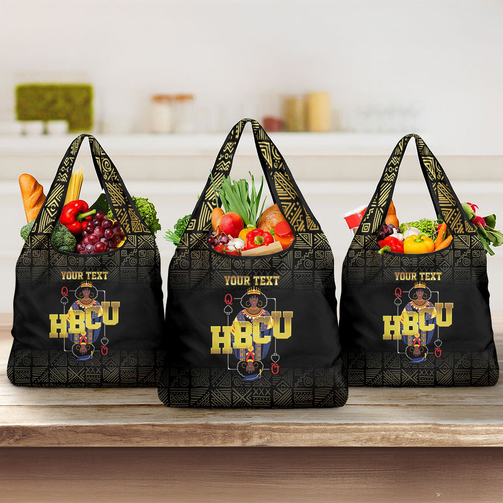 HBCU Grad Personalized Queen Poker Card Grocery Bag Golden Pattern