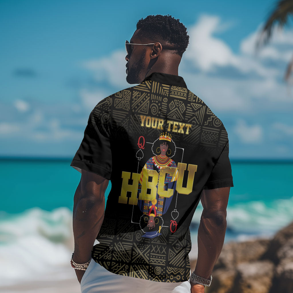 HBCU Grad Personalized Queen Poker Card Hawaiian Shirt Golden Pattern