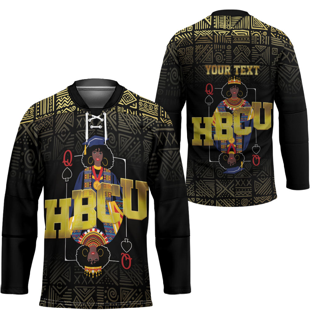 HBCU Grad Personalized Queen Poker Card Hockey Jersey Golden Pattern