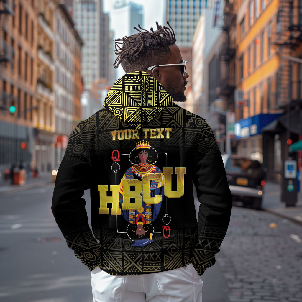 HBCU Grad Personalized Queen Poker Card Hoodie Golden Pattern