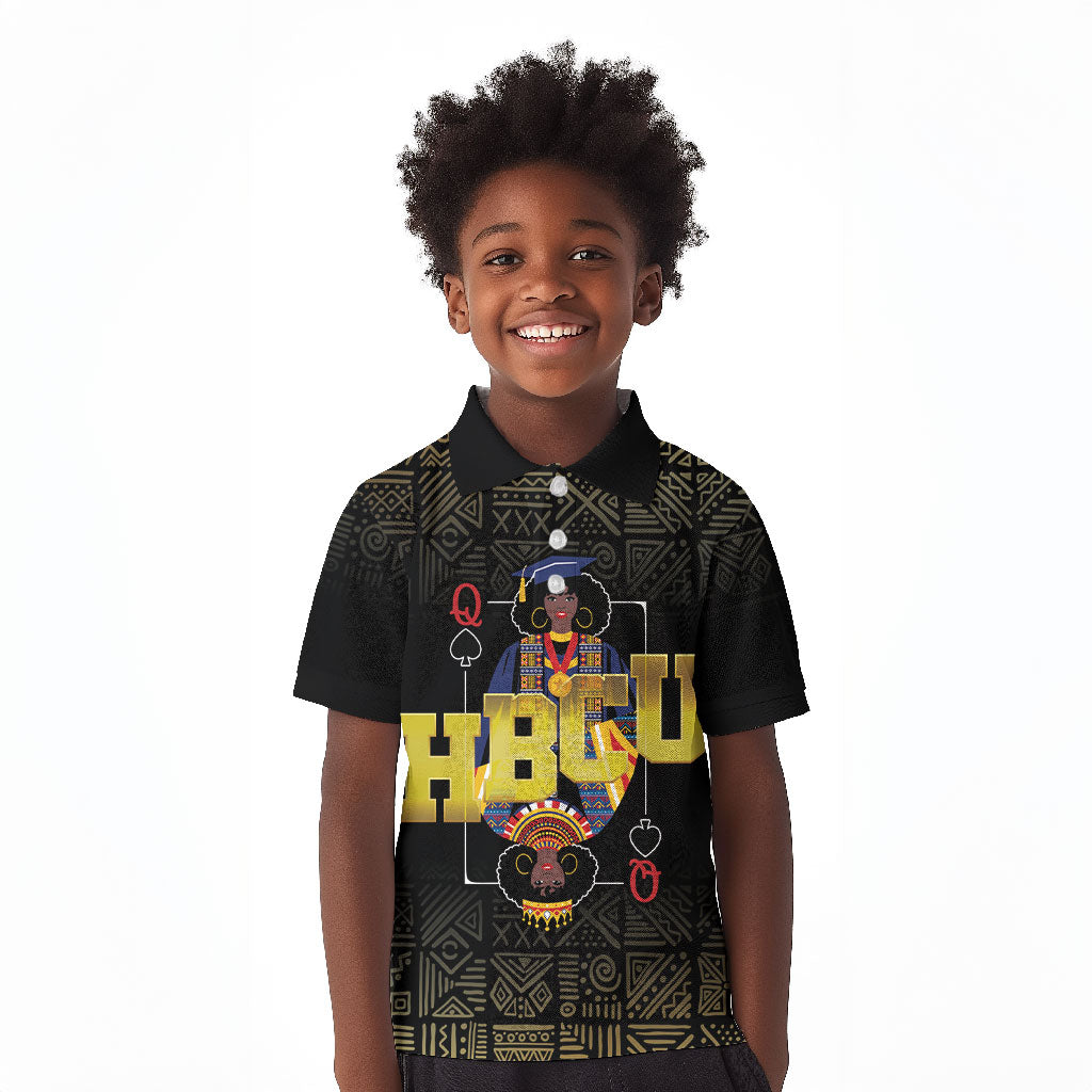 HBCU Grad Personalized Queen Poker Card Kid Polo Shirt Golden Pattern