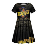 HBCU Grad Personalized Queen Poker Card Kid Short Sleeve Dress Golden Pattern