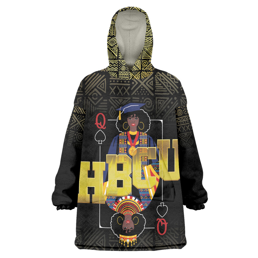 HBCU Grad Personalized Queen Poker Card Kid Wearable Blanket Hoodie Golden Pattern