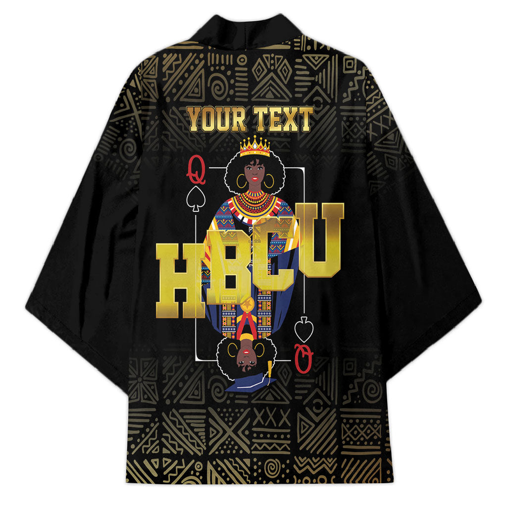 HBCU Grad Personalized Queen Poker Card Kimono Golden Pattern