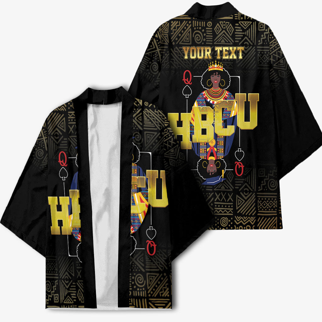 HBCU Grad Personalized Queen Poker Card Kimono Golden Pattern