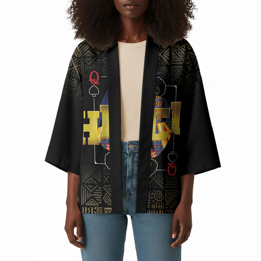 HBCU Grad Personalized Queen Poker Card Kimono Golden Pattern