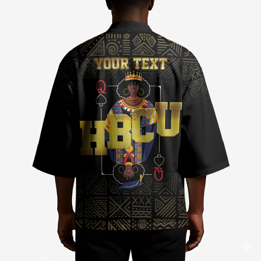 HBCU Grad Personalized Queen Poker Card Kimono Golden Pattern