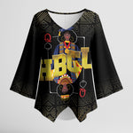 HBCU Grad Personalized Queen Poker Card Kimono Sleeve Blouse Golden Pattern
