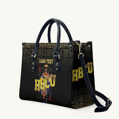 HBCU Grad Personalized Queen Poker Card Leather Bag Golden Pattern