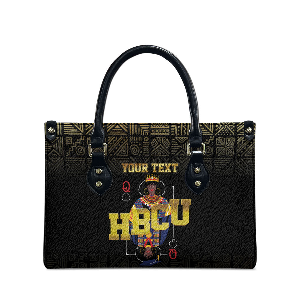 HBCU Grad Personalized Queen Poker Card Leather Bag Golden Pattern