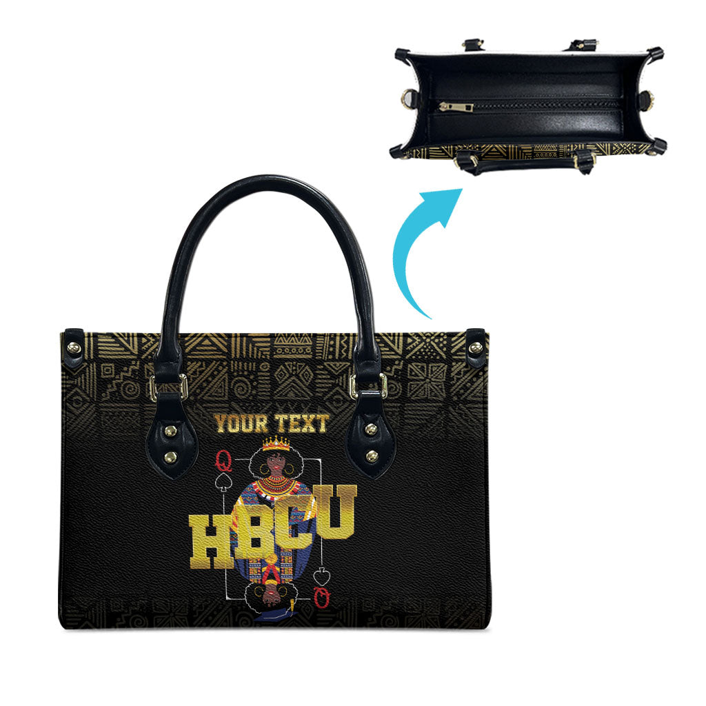 HBCU Grad Personalized Queen Poker Card Leather Bag Golden Pattern