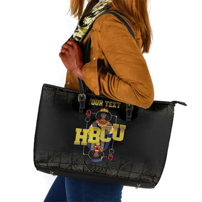 HBCU Grad Personalized Queen Poker Card Leather Tote Bag Golden Pattern