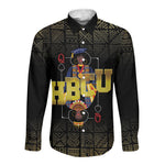 HBCU Grad Personalized Queen Poker Card Long Sleeve Button Shirt Golden Pattern