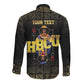 HBCU Grad Personalized Queen Poker Card Long Sleeve Button Shirt Golden Pattern