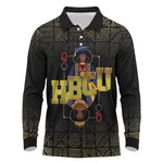 HBCU Grad Personalized Queen Poker Card Long Sleeve Polo Shirt Golden Pattern