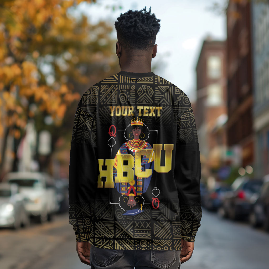 HBCU Grad Personalized Queen Poker Card Long Sleeve Shirt Golden Pattern
