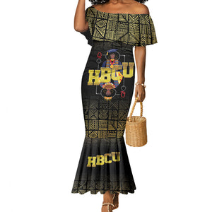 HBCU Grad Personalized Queen Poker Card Mermaid Dress Golden Pattern