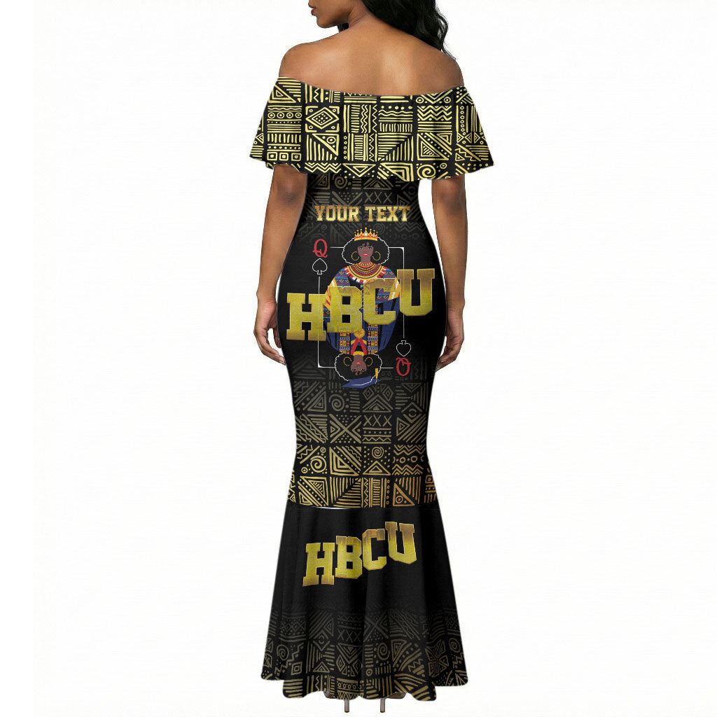 HBCU Grad Personalized Queen Poker Card Mermaid Dress Golden Pattern
