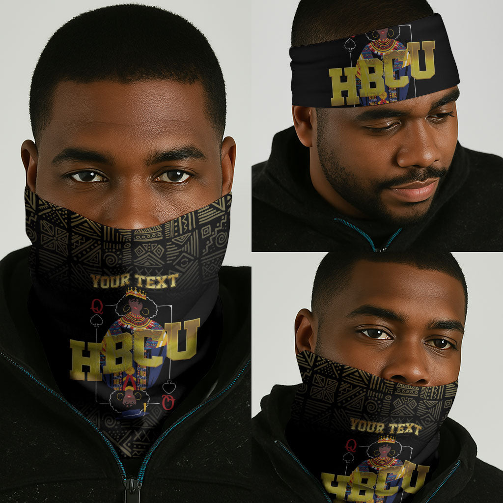 HBCU Grad Personalized Queen Poker Card Neck Gaiter Golden Pattern