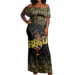 HBCU Grad Personalized Queen Poker Card Off Shoulder Maxi Dress Golden Pattern