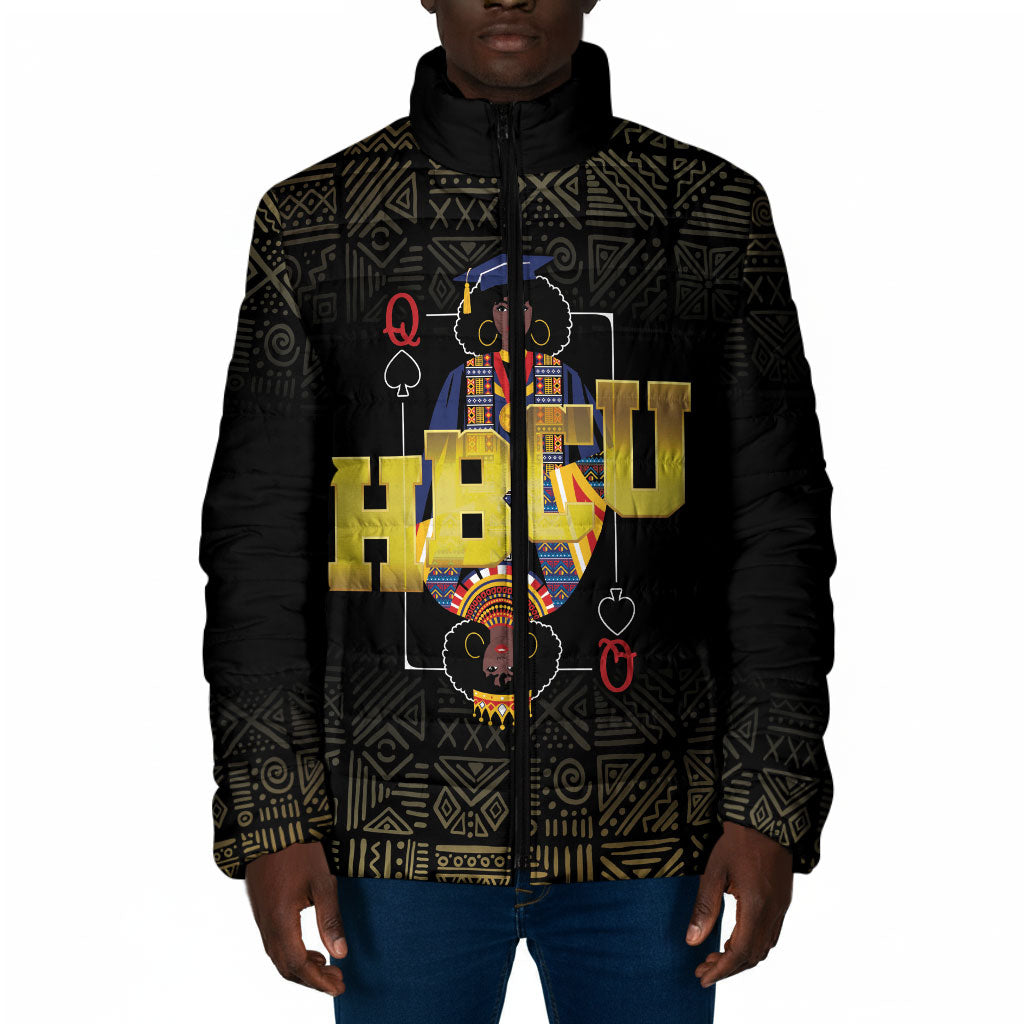 HBCU Grad Personalized Queen Poker Card Padded Jacket Golden Pattern