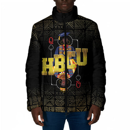 HBCU Grad Personalized Queen Poker Card Padded Jacket Golden Pattern