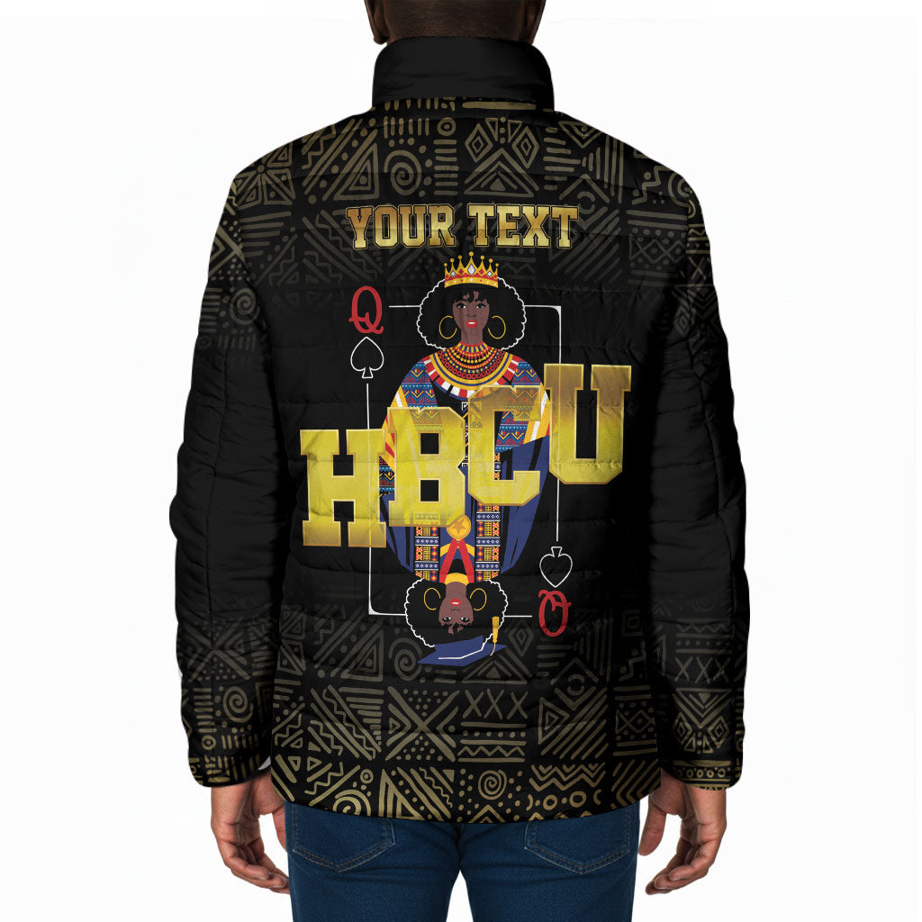 HBCU Grad Personalized Queen Poker Card Padded Jacket Golden Pattern